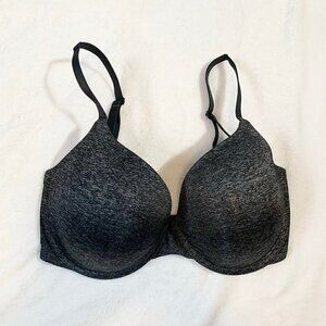 Victoria's Secret gray black padded underwire‎ uplift semi demi bra - 32DDD